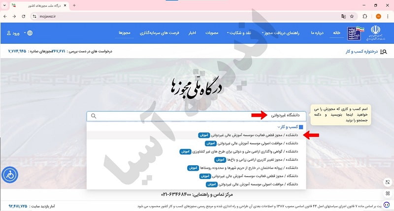نحوه ثبت نام مجوز دانشگاه غیردولتی